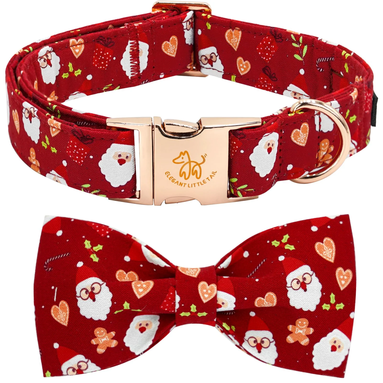 Carefully Designed Elegant little tail Christmas Dog Collar - Red Santa Bow Adjustable Large Dog Collar Easy-to-Use