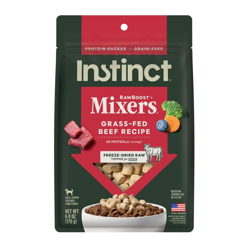 Efficient Instinct Raw Boost Mixers - ze-Dried Grain- Beef Dog Food Topper 6 oz Refined