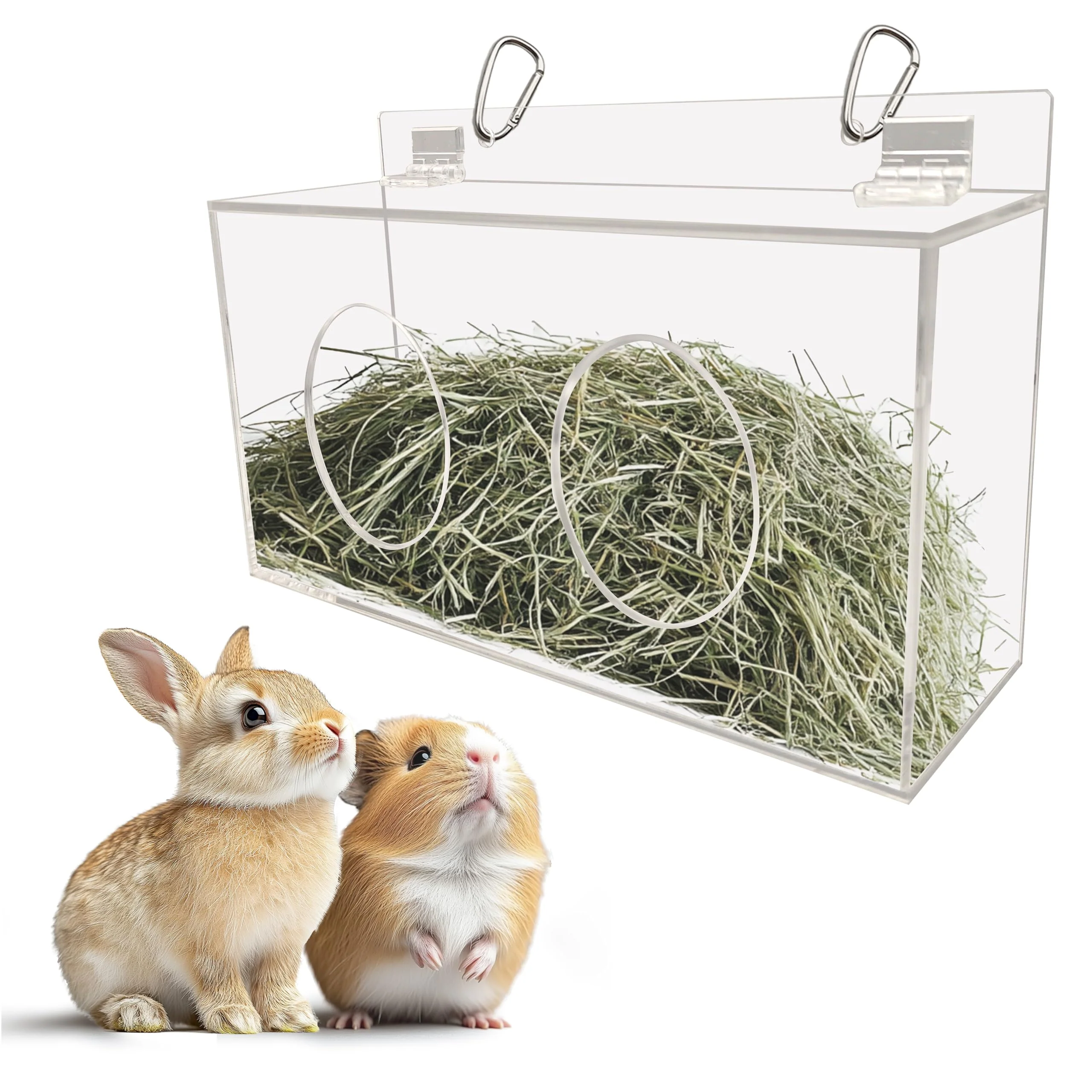 Original Design Xymoso Acrylic Rabbit Hay Feeder with Lid – Durable Easy-Clean Hay Rack Practical