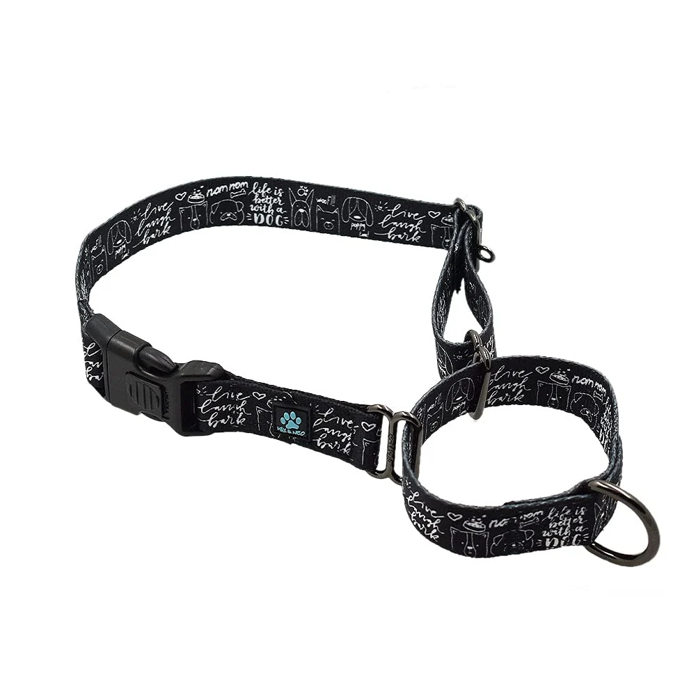 Top-Quality Max and Neo Patterned Martingale Dog Collar — 1-inch wide 2mm thick 1-for-1 Rescue Donation Small Casual