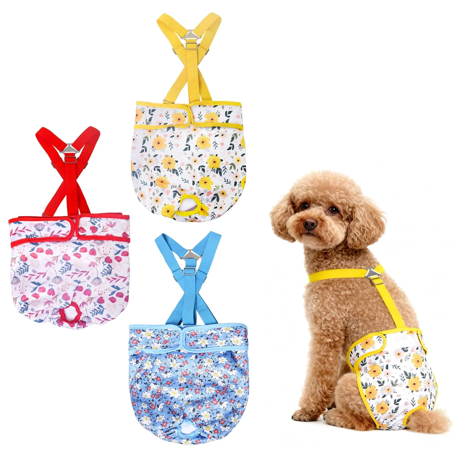 Professional CZMIYRPY 3 Pack Washable Dog Diapers for Female Dogs with Suspenders – Reusable Leak-Proof Quick-Dry Medium Refined