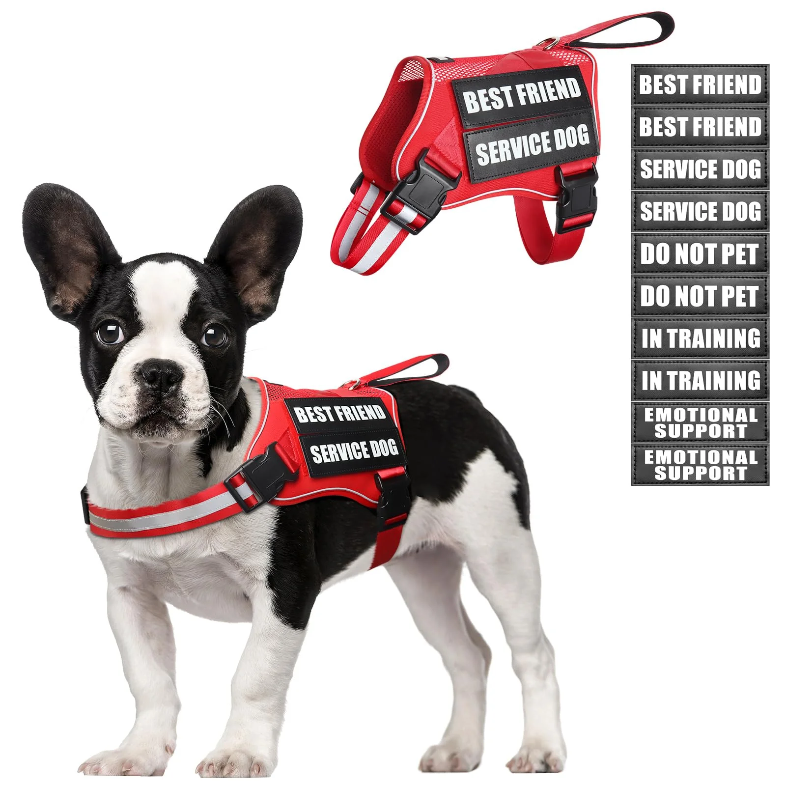 Carefully Designed MOOGROU Service Dog Vest Harness with Patch Set – Breathable Mesh Reflective Adjustable for Small Dogs Unique