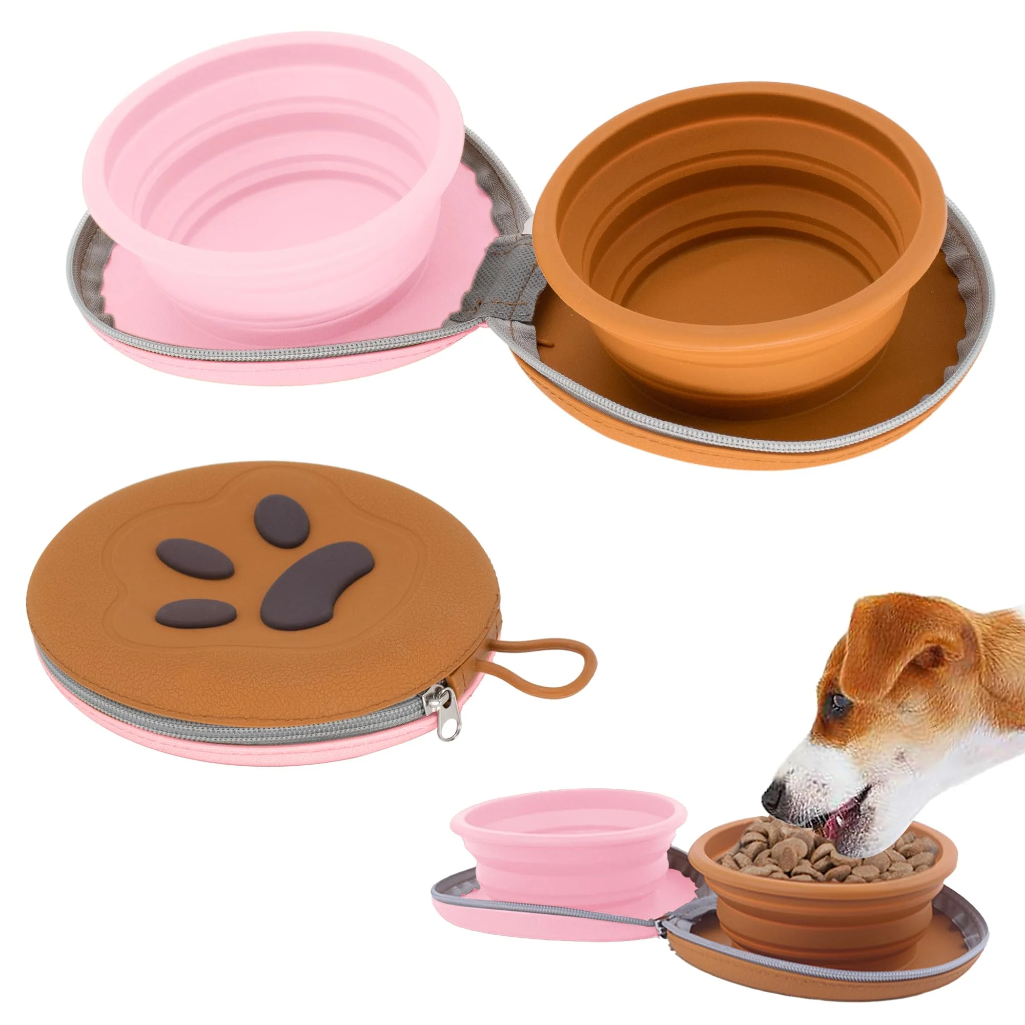 Verified PawSailor Collapsible Dog Bowls – 25oz 2-in-1 Travel Water Food Feeder Versatile