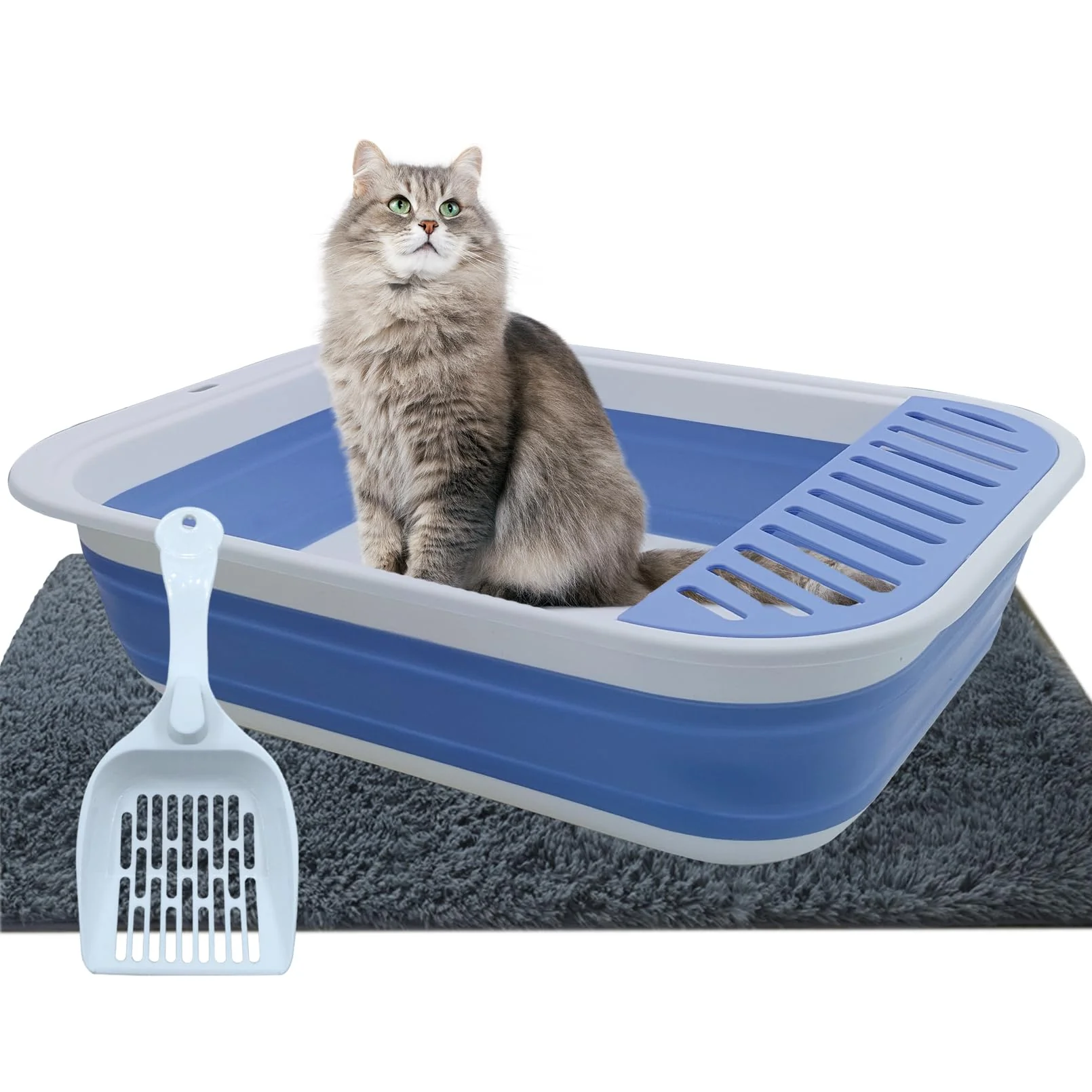 Clean MUYG Collapsible Small Cat Litter Box — Open Top Foldable Low-Entry with Scoop Quality