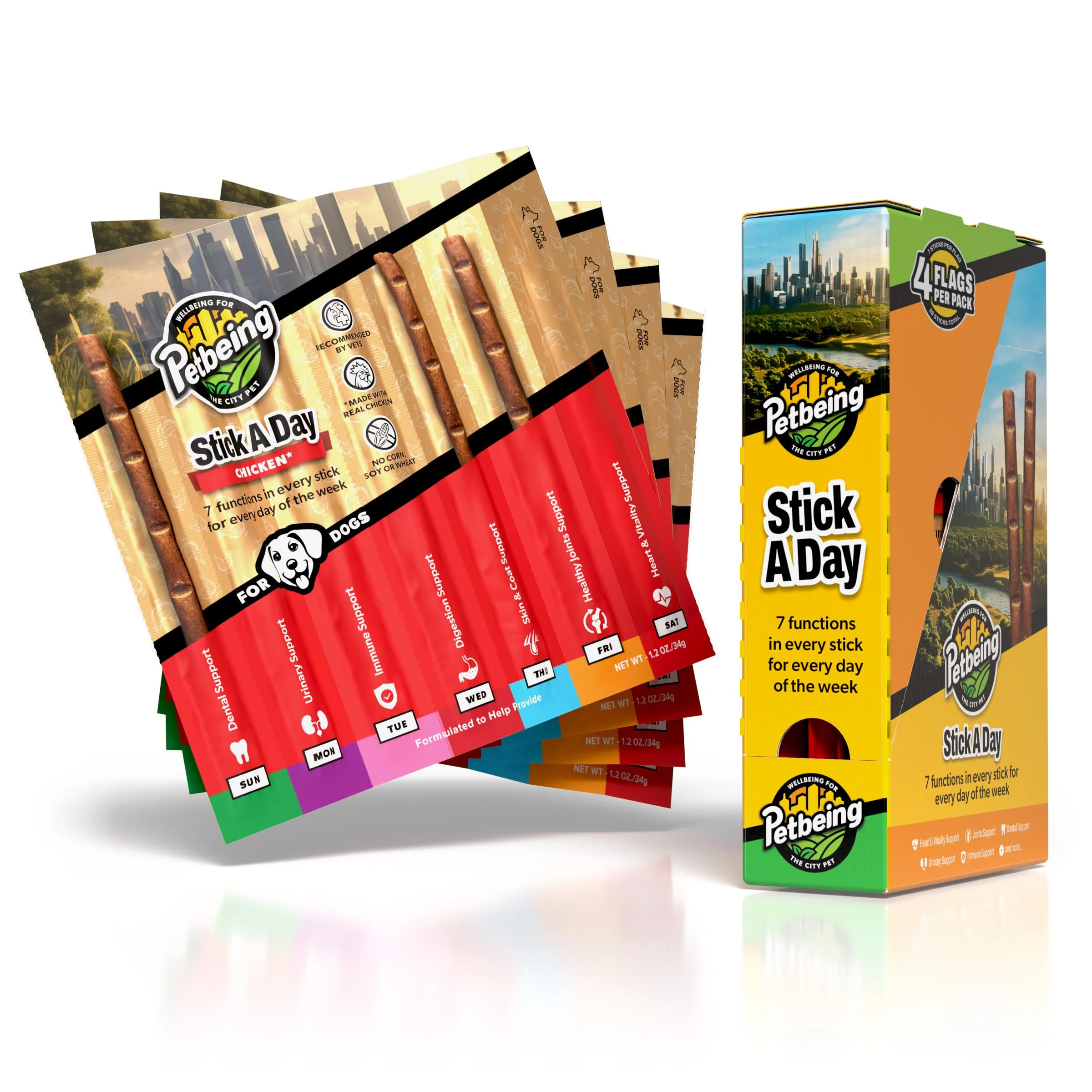 Trendy PETBEING Stick a Day for Dogs – 7-in-1 Meat Daily Supplement Chicken 4 x 7-pack Clean