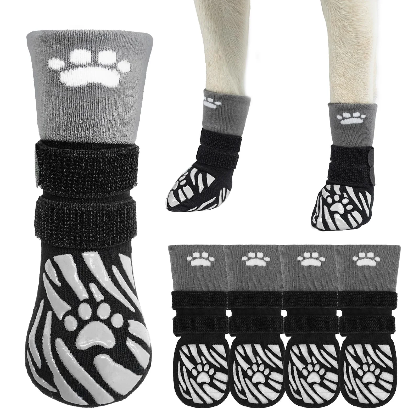Healthy SCENE Dog Socks XS Black – Non-Slip Paw Protectors for Small Dogs Fashionable