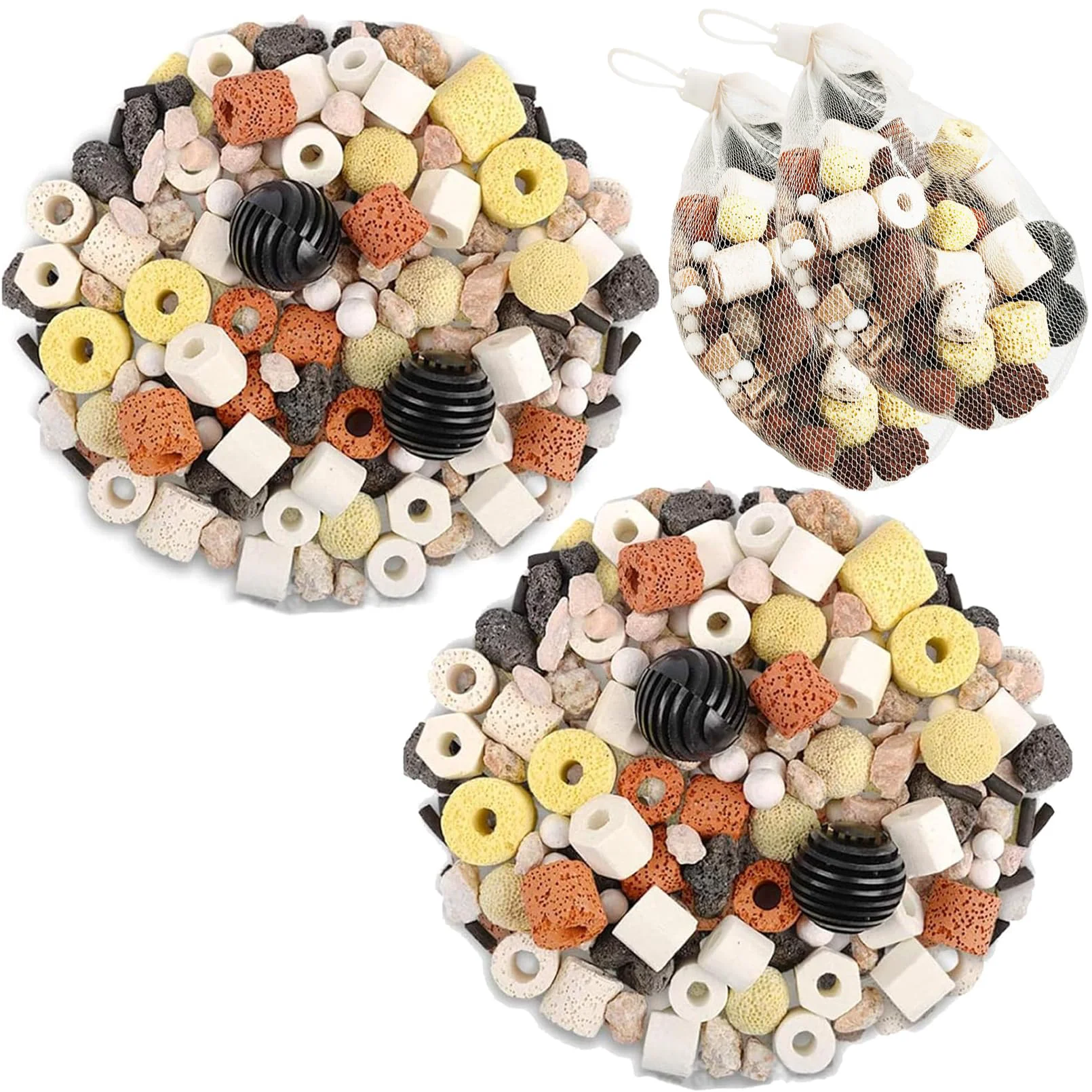 Top-Quality Hamiledyi 2 Pcs Aquarium Filter Media 12-in-1 Bio Balls Ceramic Rings - 1000g Casual