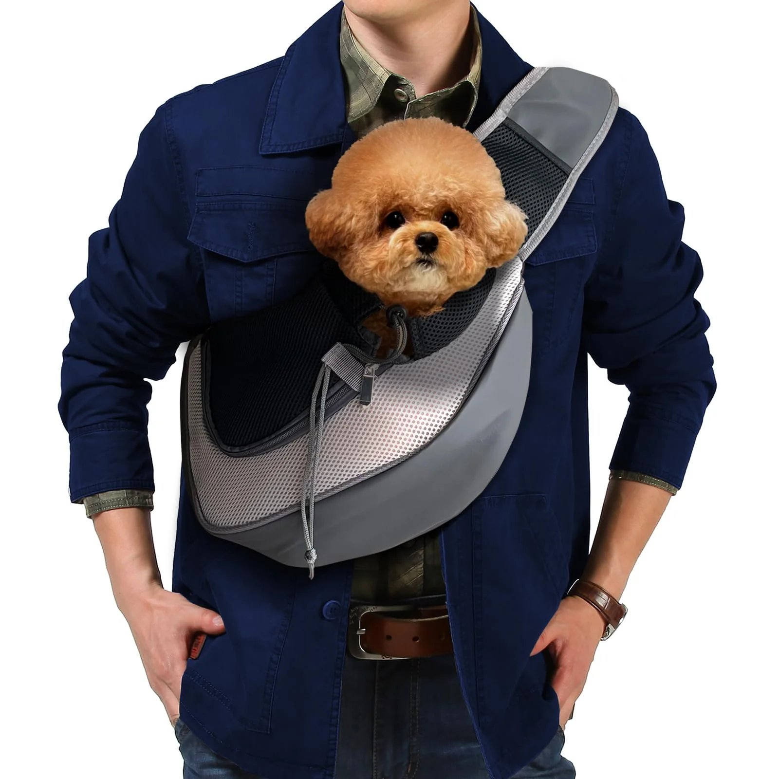 Solid PUCEWMY Dog Sling Carrier for Small Pets Hands- Travel Bag 5 lb Grey Casual