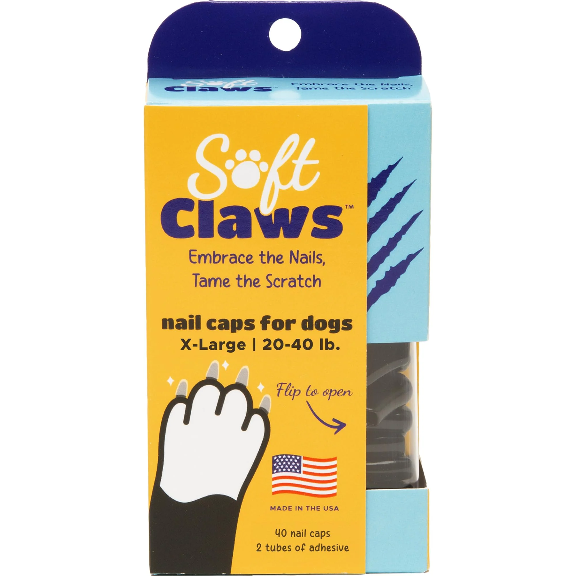 User-Friendly Soft Claws Nail Caps for Dogs – USA-Made Non-Slip X-Large 40 Caps High-Quality