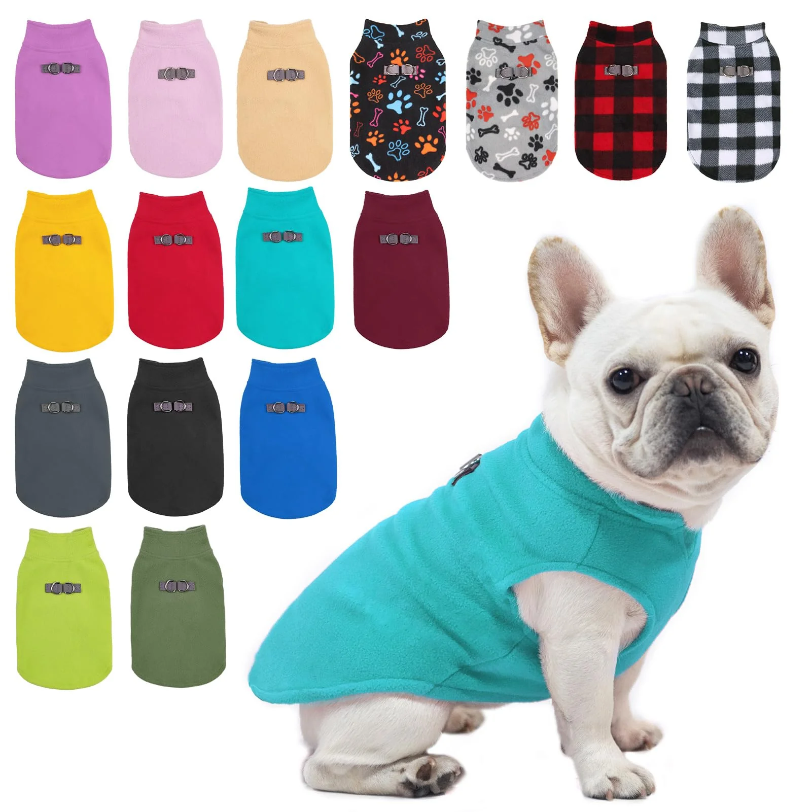 Minimalist BEAUTYZOO Dog Fleece Vest Sweater — Leash-Ready Winter Coat for Small Medium Dogs XS-XL — Blue Reliable