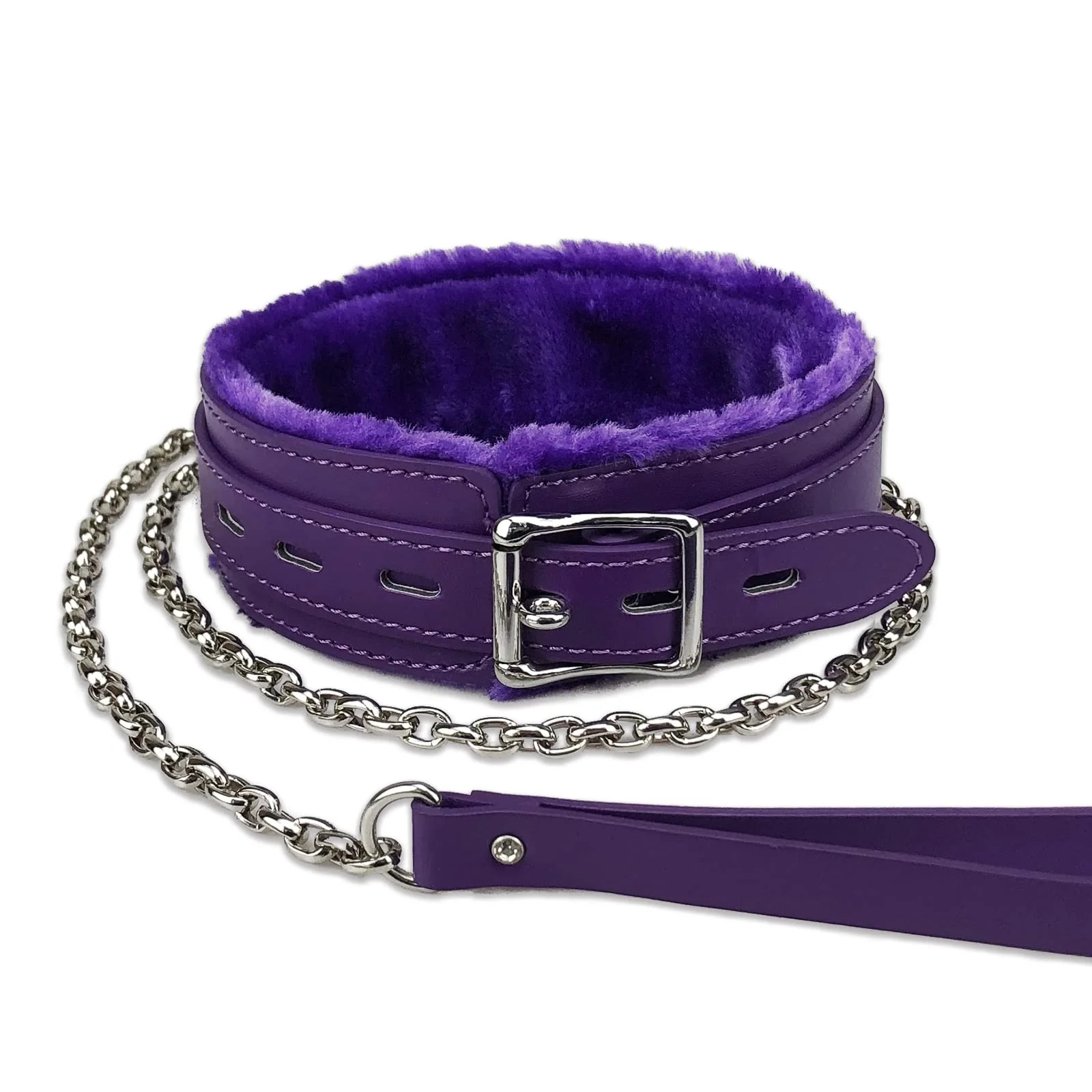 Healthy JOYMIN Gothic Leather Choker Collar Purple – Fur-Lined PU Leather with Detachable Chain Leash Premium Material