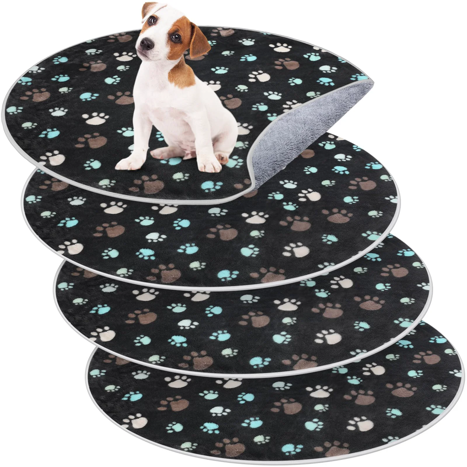 Authentic Clysee 4 Pack Washable Whelping Pads — Round 32in Reusable Puppy Training Mats Dark Gray Original