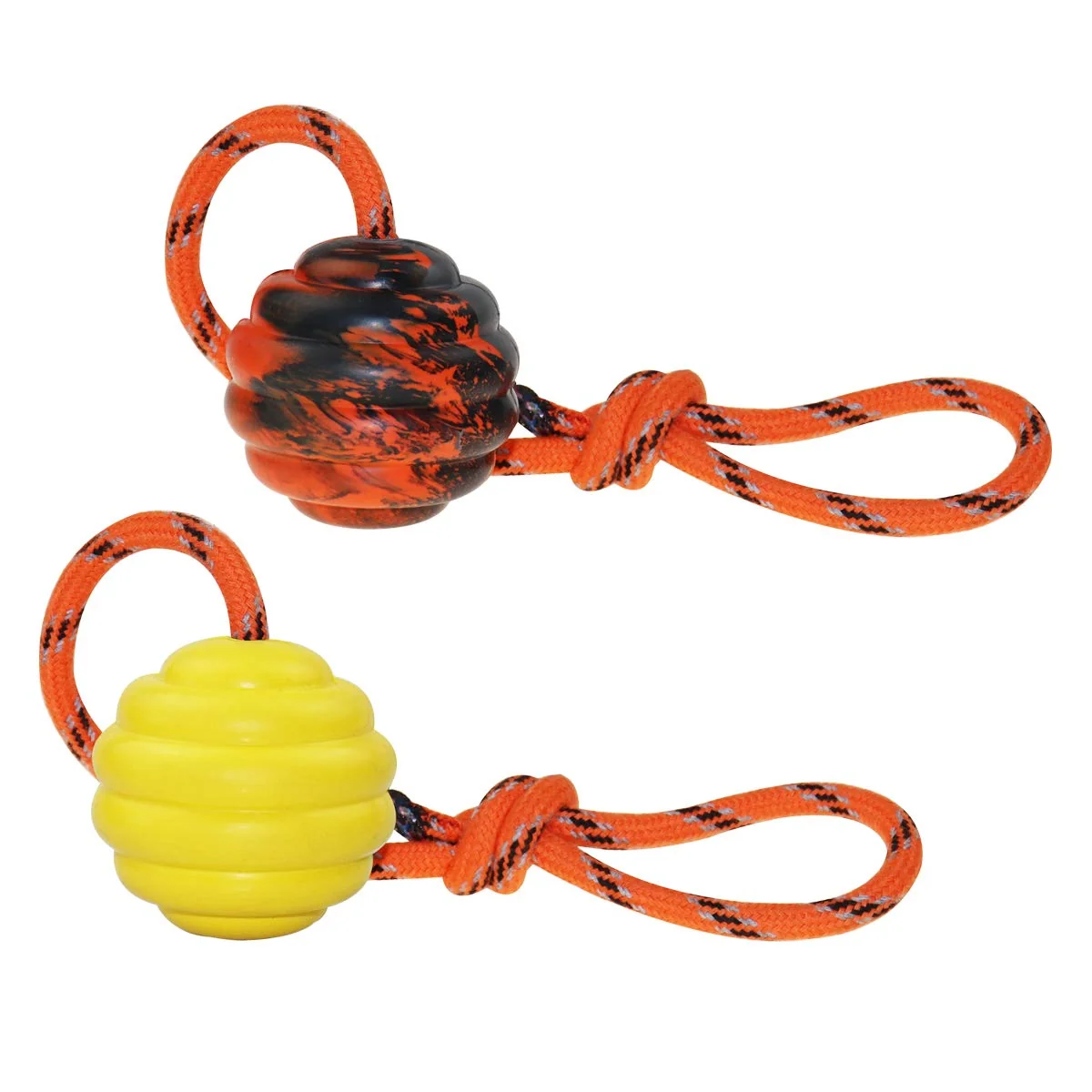 Authentic Nevperish K9 Training Ball with Rope – Indestructible Dog Toy for Training Tug Fetch Clean
