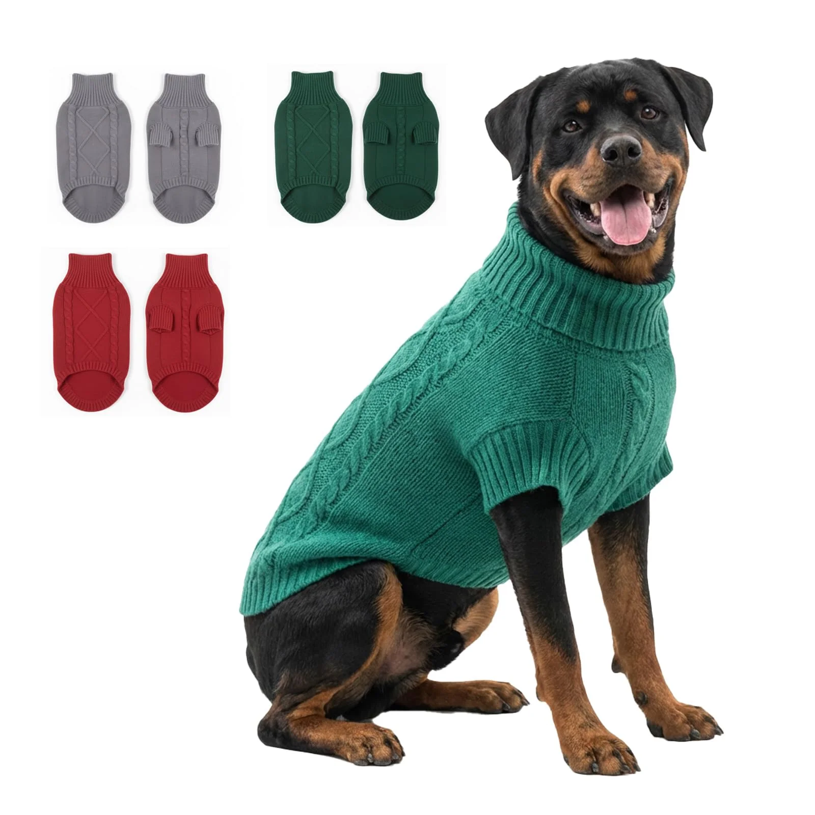 Practical LUVMOJO Dog Sweater XXXL – Warm Turtleneck Pullover for Extra Large Giant Dogs Green Smooth