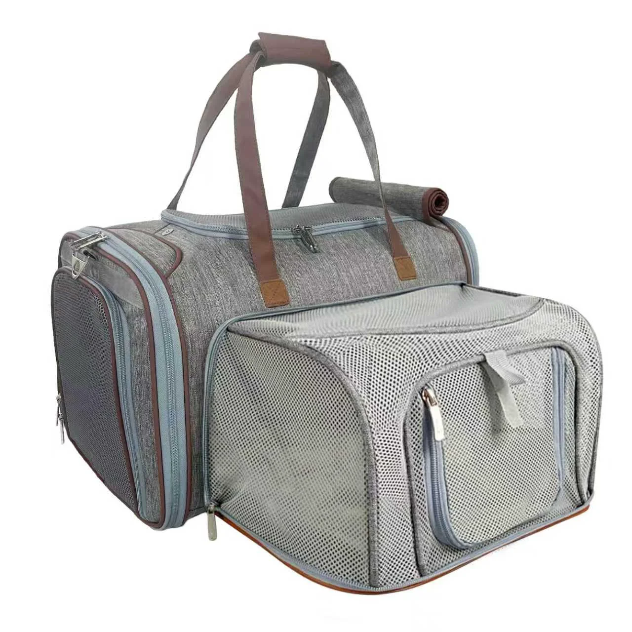 Environmentally Friendly Mr. Peanut's Gold Series Big Apple XL Expandable Pet Carrier V3.0 – Platinum Gray High-Grade