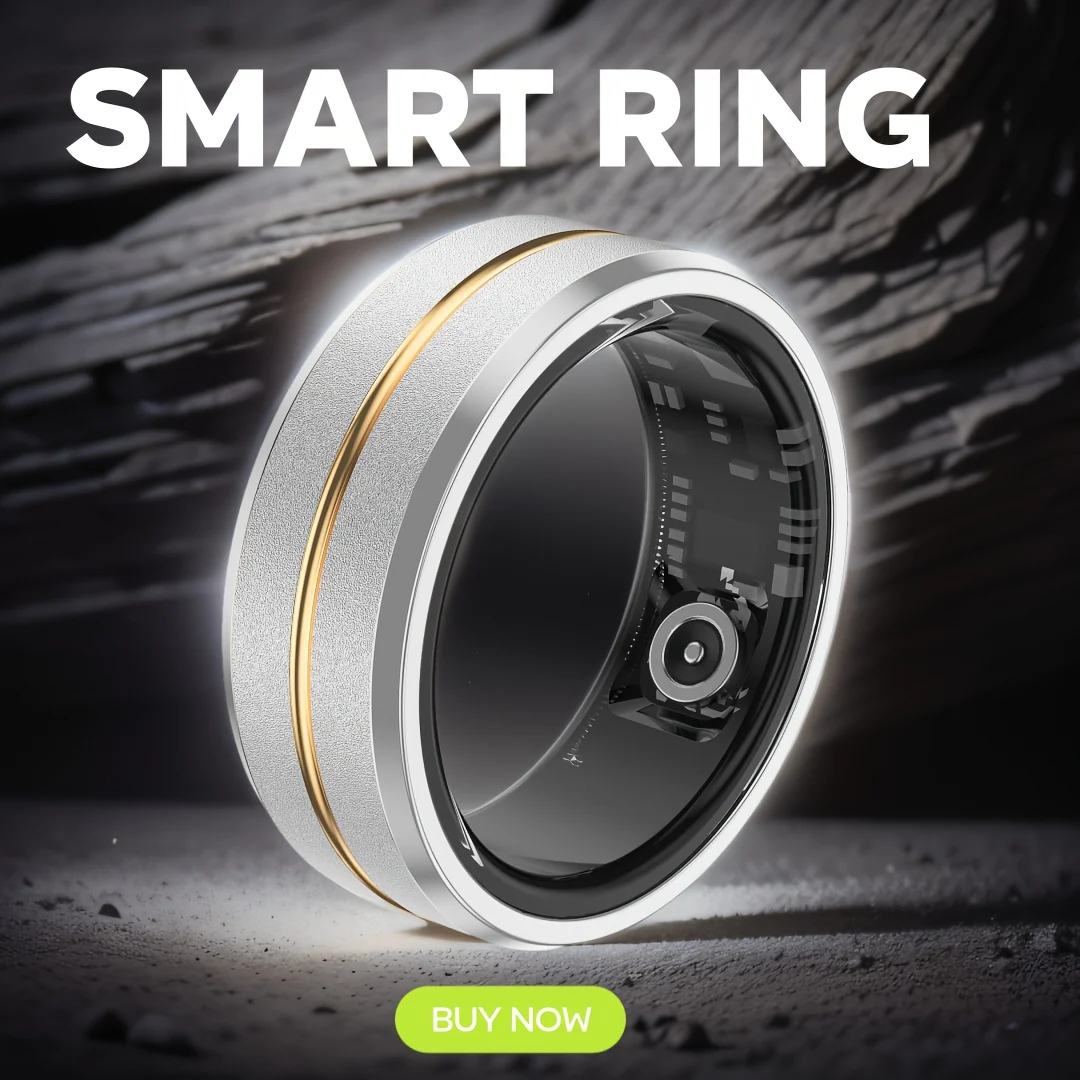 Smart Ring – Silver Gold Tracks Fitness Steps Calories Clean