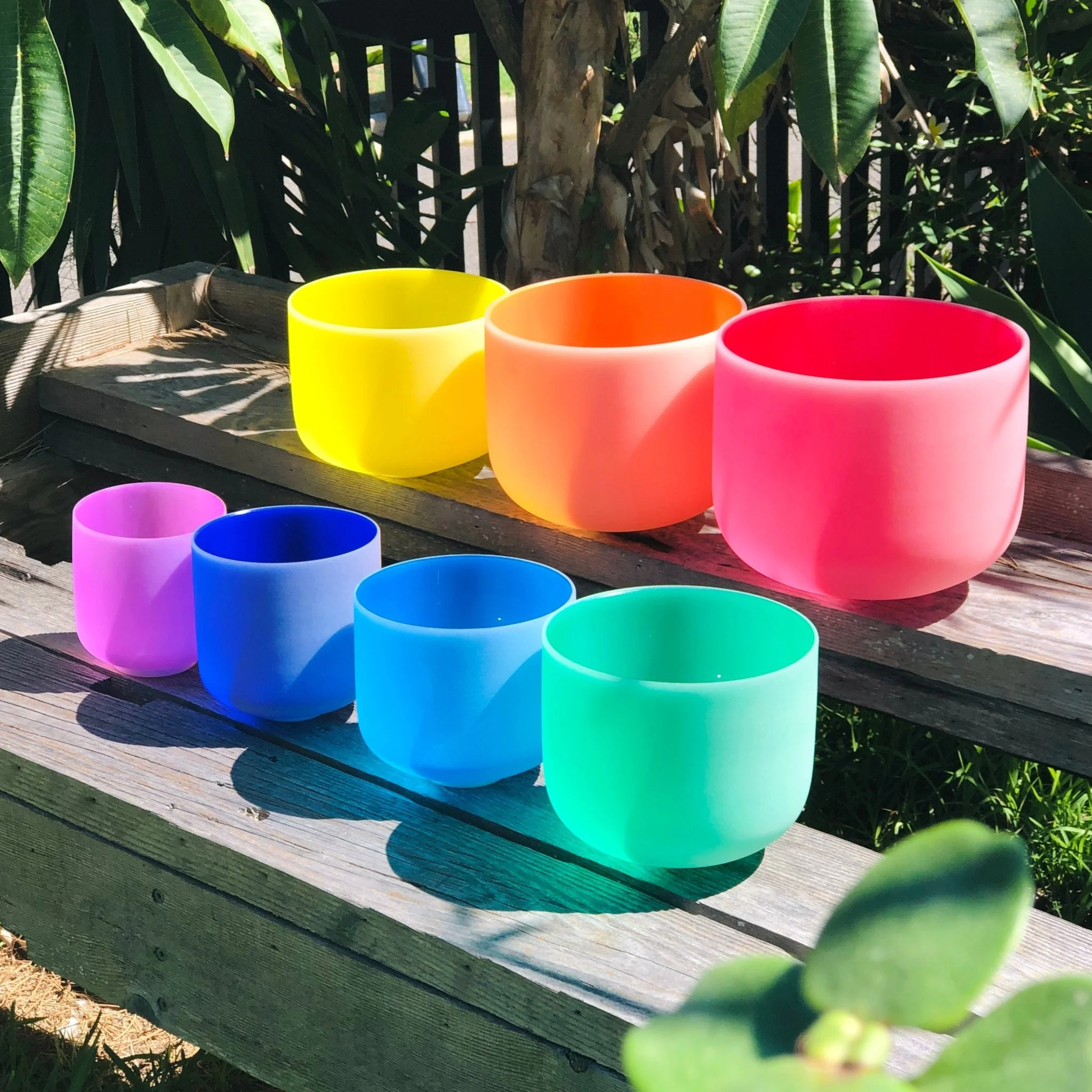Lightweight Set of 7 Rainbow Color Sound Therapy Bowls Genuine