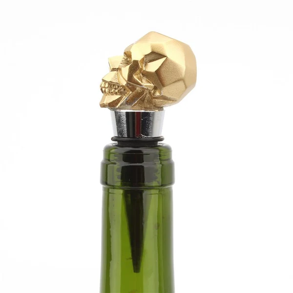 Genuine Maxbell Creative Skull Head Champagne Wine Bottle Stopper Plug for Wedding Golden Original