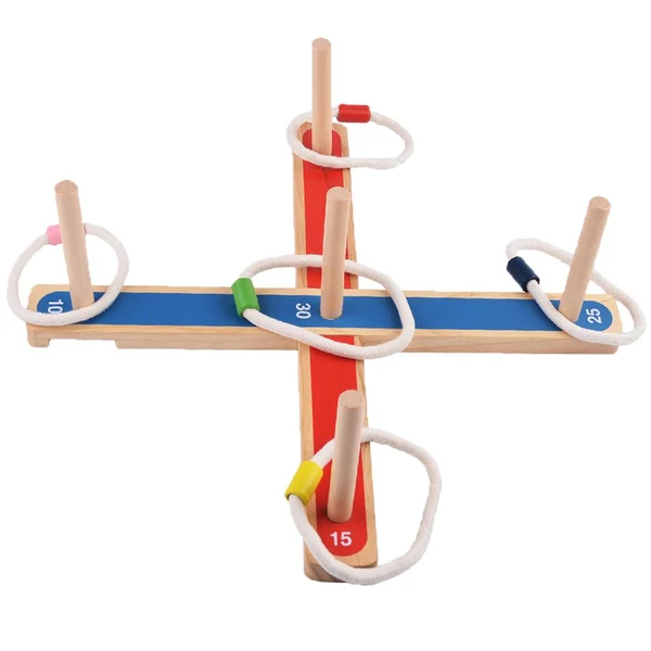 Powerful Maxbell Indoor Outdoor Sports Toys - Ring Toss Game Set Durable Wood Base 5 Wood Pegs 5 Rope Rings Efficient