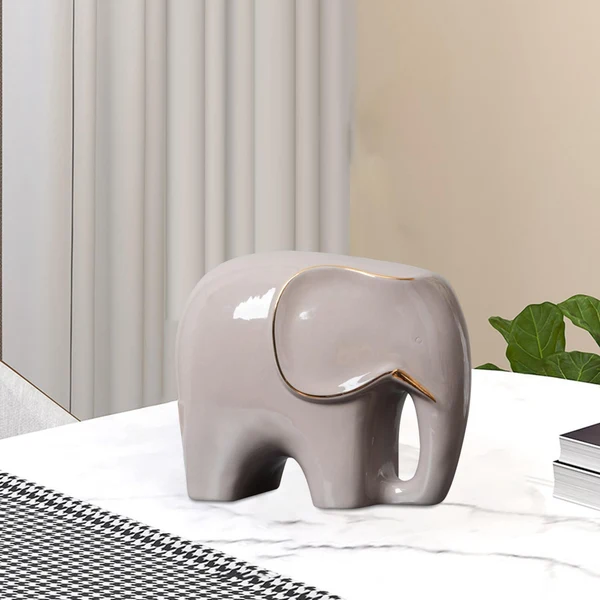 Outstanding Maxbell Modern Ceramic Elephant Statue Furnishing for Bedroom Living Room Decoration Gray L Premium Material