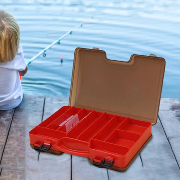 Effective Maxbell Fishing Tackle Box Double Sided Adjustable Dividers Storage Tray Case Red Original Design
