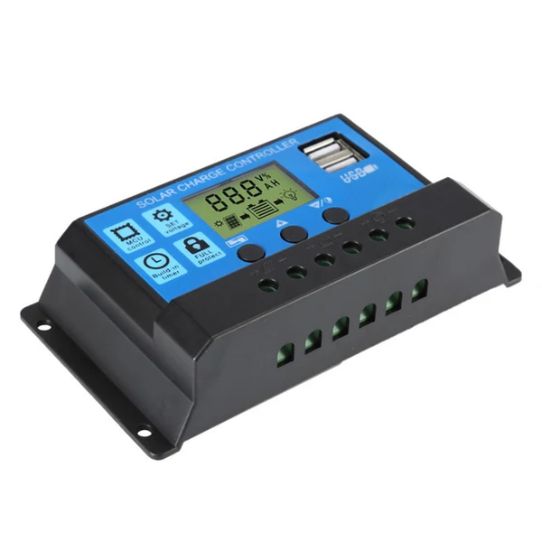 Minimalist Maxbell 12V 24V Solar Charge Controller Short Circuit Safe Protection Dual USB Port 20A Solid