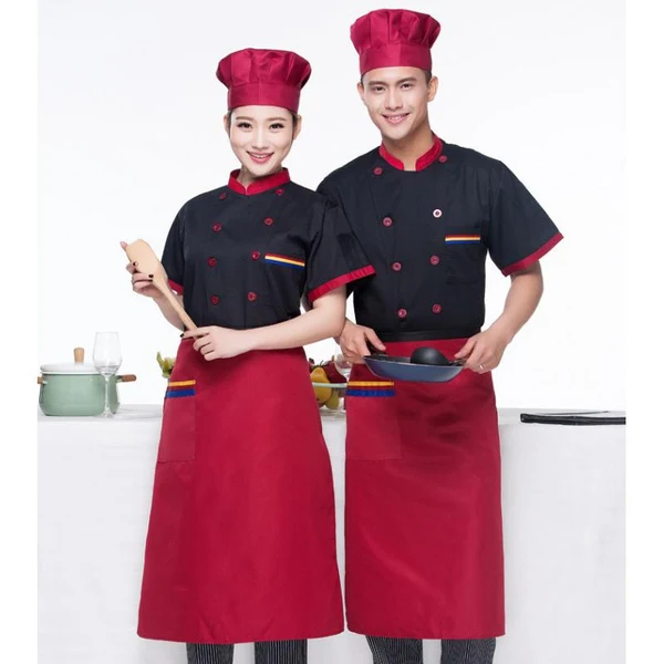 Sophisticated Maxbell Men Women Chef Uniform Double Breasted Cook Jacket Coat Short Sleeve L Black Reliable