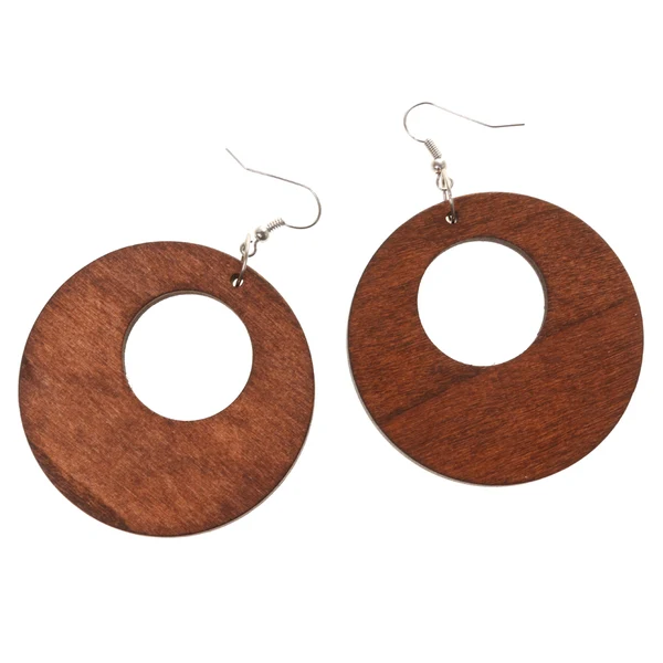 Authentic Maxbell Boho Fashion Wooden Drop Dangle Hook Earrings Beach DIY Jewelry Brown 50mm Environmentally Friendly