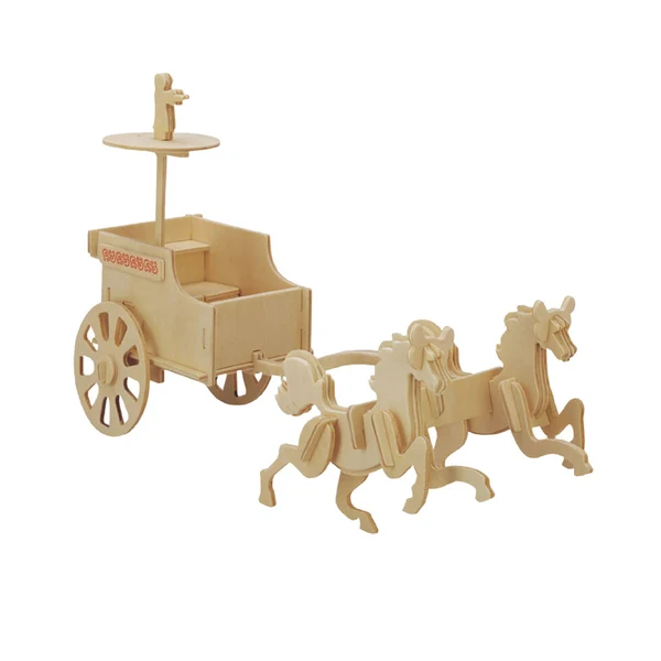 Healthy Maxbell 3D Wooden Puzzles Moving Model Kit DIY Ancient Fighter Carriage Puzzle Toys Gifts Dependable