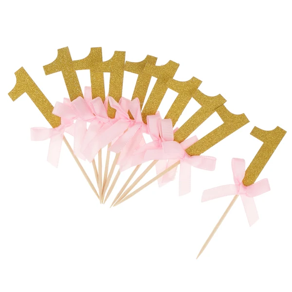 Top-Quality Maxbell 12 Glitter Number One Cake Cupcake Topper Pick Kid 1st Birthday Decor Gold Next-Generation