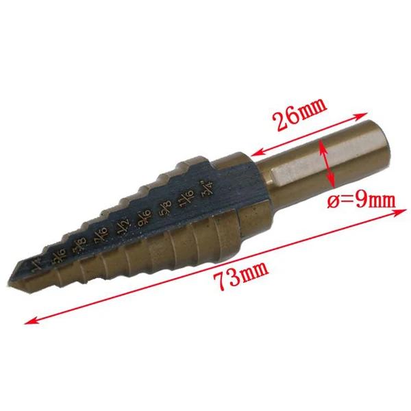 Lightweight Maxbell 5pcs Titanium HSS Cone Step Drill Bit Set Imperial 1 4 3 16 1 2 Hex Shank Recyclable