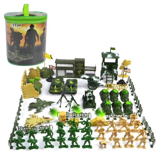 Elite Maxbell Plastic Action Figures Army Men Soldier Playset with Scaled Vehicles - 90 Pieces Authentic
