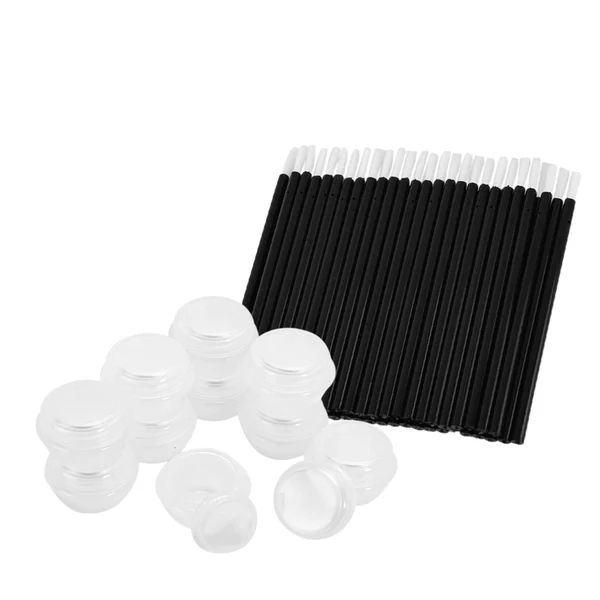 Soft Maxbell Makeup Comestics Set - 50pcs Disposable Gloss Wand Lip Brush and 10pcs Clear Eye Cream Container Vials Bottle Secure