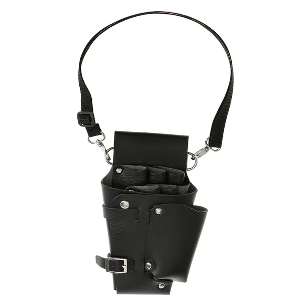 Advanced Maxbell PU Leather Hair Scissors Combs Holster Hairdressing Bag Pouch Holder with Waist Shoulder Belt - Black Solid