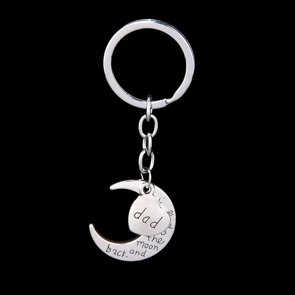 Secure Maxbell I LOVE YOU TO THE MOON AND BACK MOM DAD Heart Pendant Keyring Keychain Father Mothers Day Gift High-End