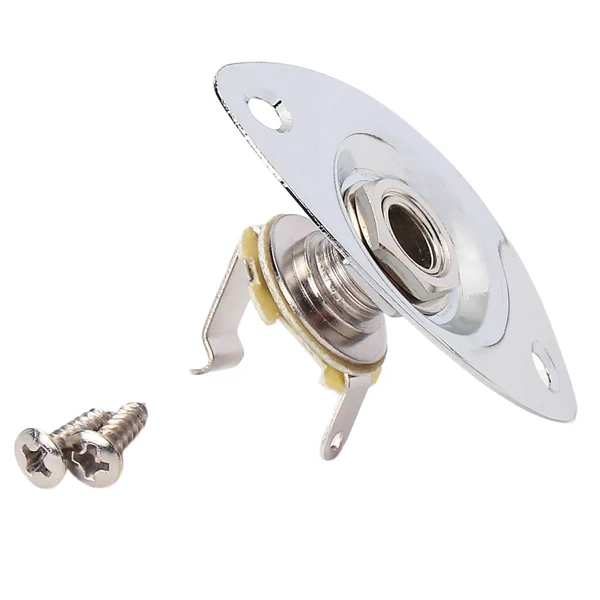 Sustainable Maxbell 1 4 Oval Indented Guitar Jack Plate Socket with Neck Plate for Strat Tele Refined