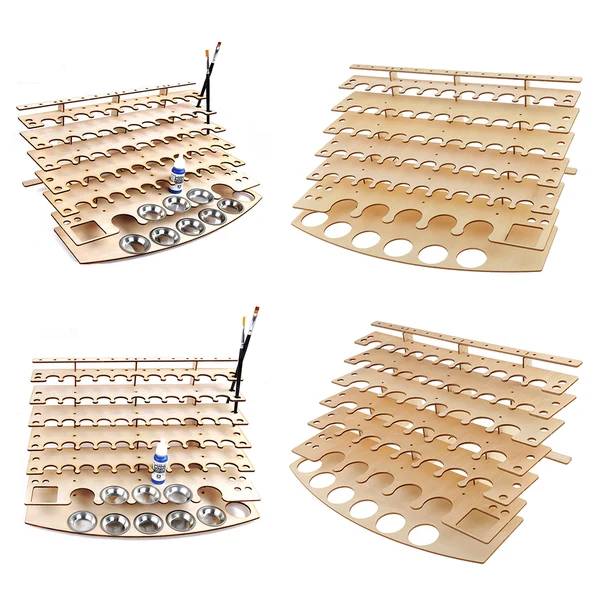 Soft Maxbell Wood Paint Bottles Rack Model Organizer Painting Brush Holder Storage Tool Stand 4 Natural