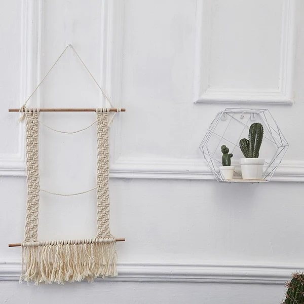 Innovative Maxbell Macrame Tassel Wall Hanging Handmade Cotton Knitted Woven Wall Art Tapestry Boho Home Decor with Wood Stick for Kids Room Living Room Dependable
