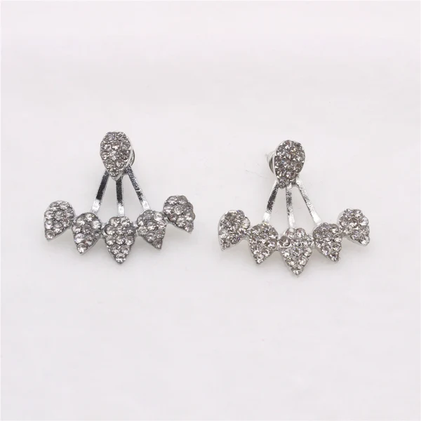 Authentic Maxbell Fashion Peach Heart Shape Stud Earrings Crystal Rhinestone Wedding Jewelry Top-Quality