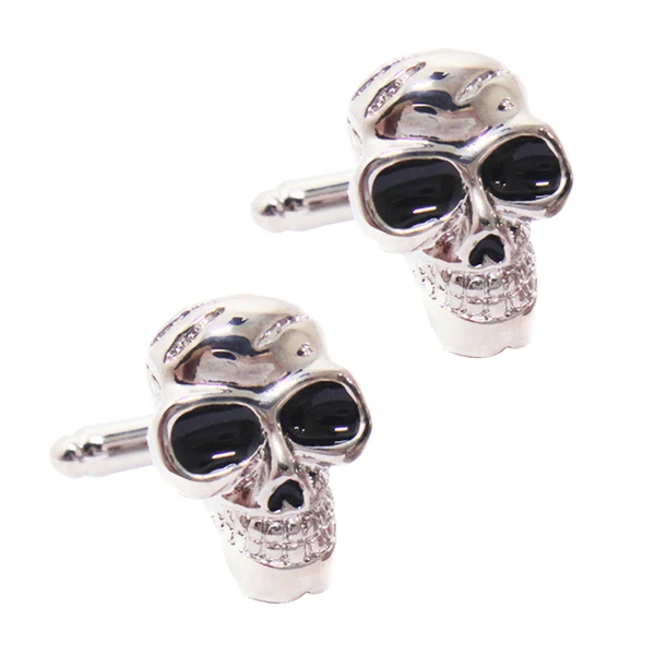 Enhanced Maxbell Fancy Boys Men White Steel Punk Vintage Metal Skeleton Skull Cufflinks Natural