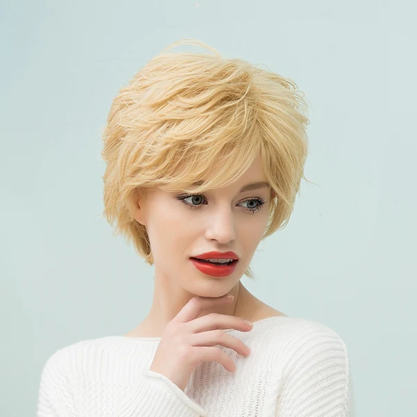 Professional Maxbell Women's Ladies Hair Wig Stylish Short Fluffy Curly Blonde Lady Full Wig New Verified