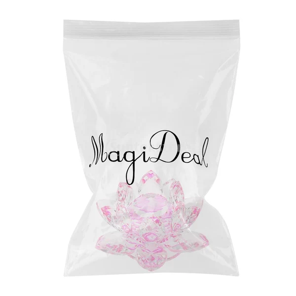 Original Design Mini Buddhist Crystal Glass Lotus Flower Model Feng Shui Decor 8x5cm Pink Functional