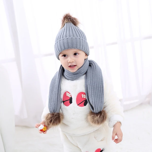 Reliable Maxbell Toddler Kids Baby Winter Warm Pom Bobble Hat Knit Beanie Cap Scarf Set Pink Safe