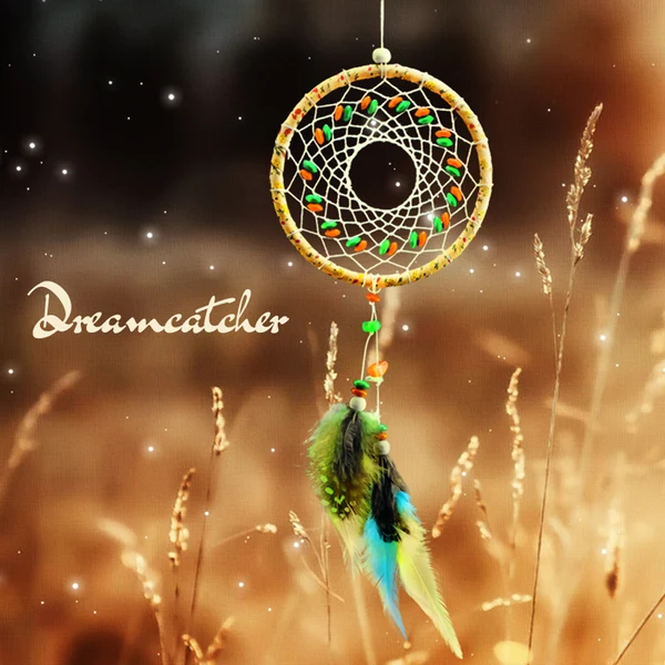 Functional Maxbell Handmade Floral Dream Catcher With Crystal Stones Beads Wall Hanging Decor Soft