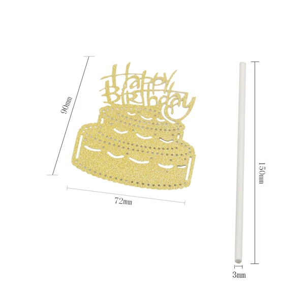 Powerful Maxbell Glitter Hollow out Happy Birthday Cupcake Topper Cake Pick Party gold Premium