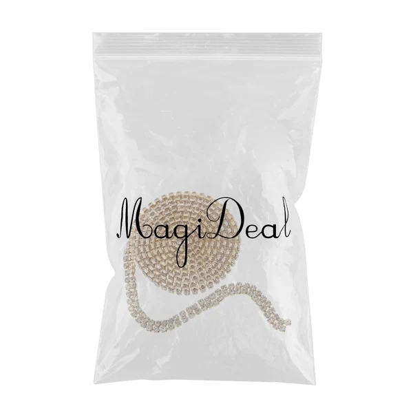 Secure Maxbell 2-Row Crystal Rhinestone Close Chain DIY Diamond Mesh Ribbon 1 Yard Gold Long-Lasting