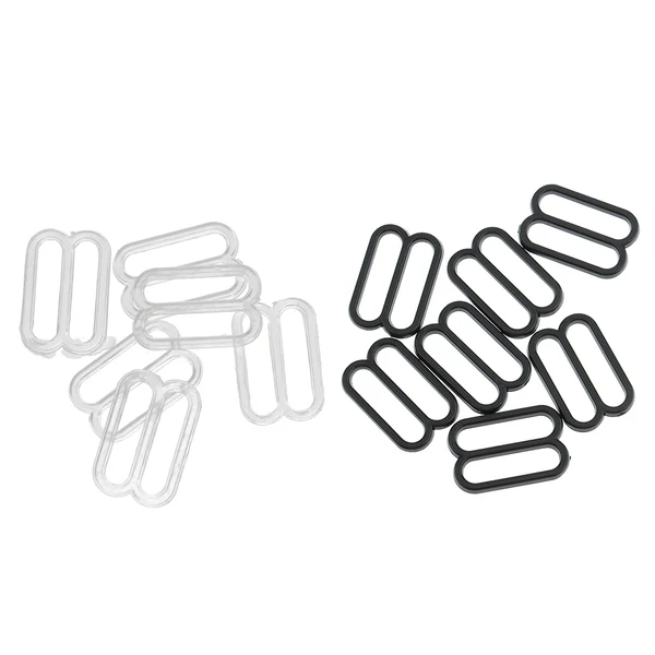 Original Maxbell 100 Pieces Plastic Bra Lingerie Strap Clips Hook Slider Buckle 15mm Black Breathable