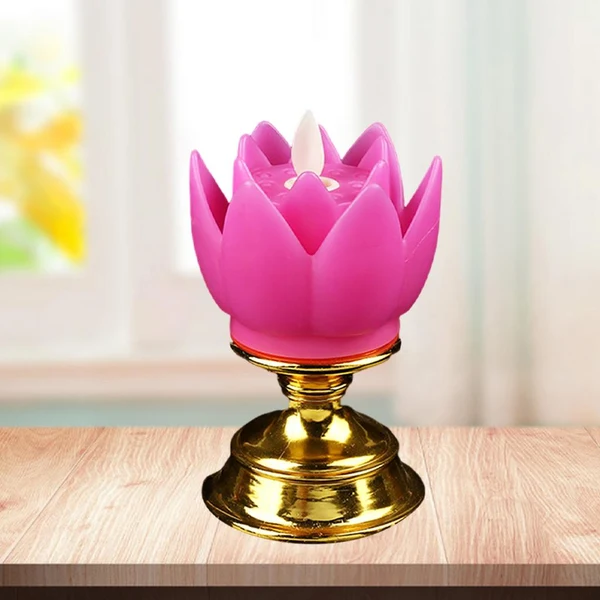 Smooth Maxbell Lotus Lamp Solemn Holy Buddhist light for Outdoor Decorative Shrine Purple Trusted