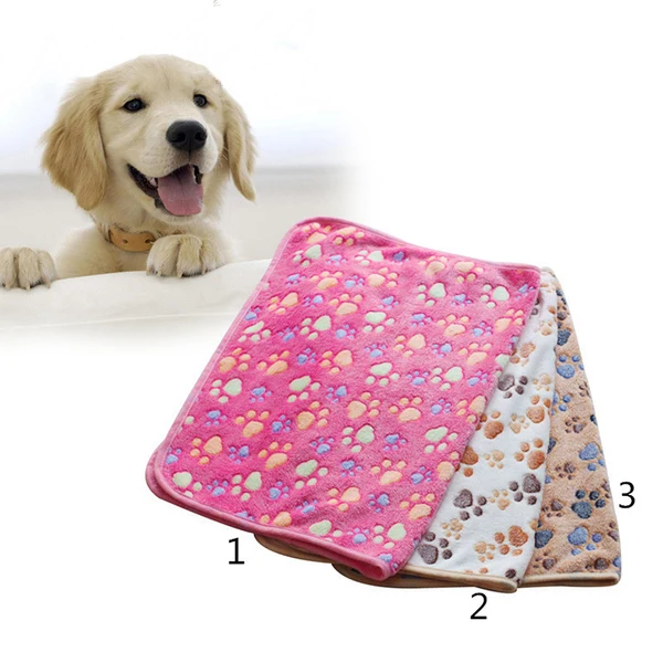 Original Maxbell Warm Beige Cartoon Paw Print Cushion for Puppy Fleece Soft Blanket Bed Mat-L Relaxed