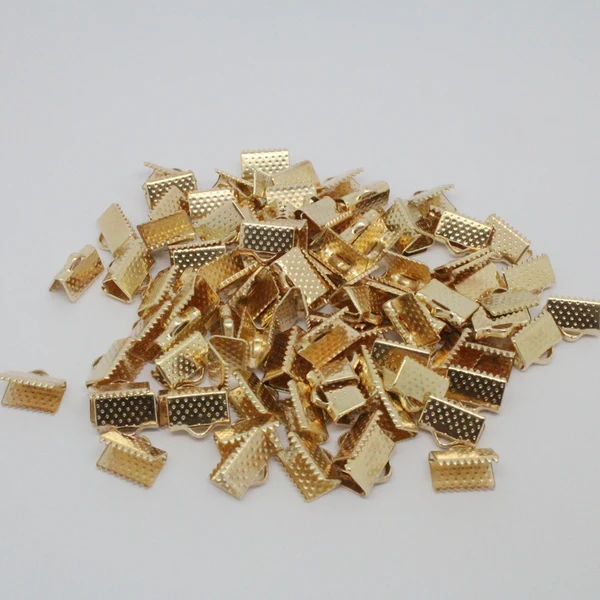Lightweight Maxbell 100 Pieces Metal Crimp End Caps Fold Over Clasps Cord End Clips 10mm Gold Unique